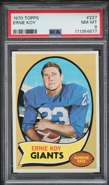 1970 Topps FB Card #227 Ernie Koy New York Giants PSA 8 NM-MT (MGD2)