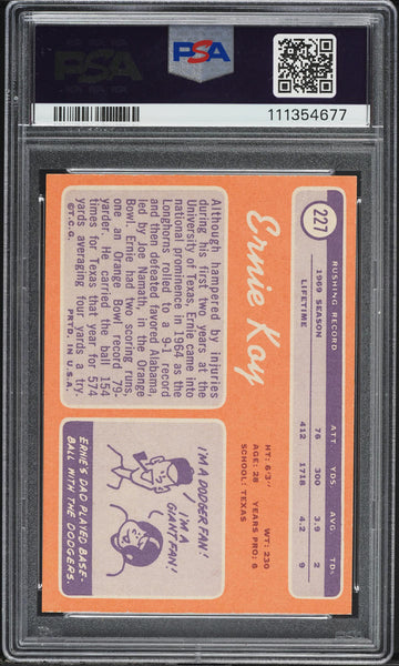 1970 Topps FB Card #227 Ernie Koy New York Giants PSA 8 NM-MT (MGD2)
