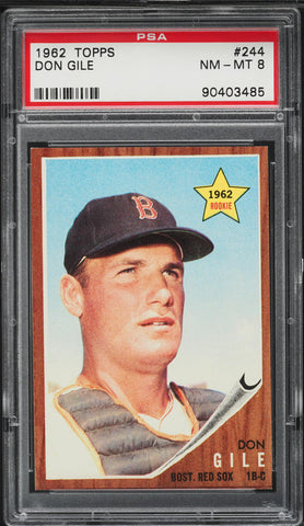 1962 Topps BB Card #244 Don Gile Boston Red Sox ROOKIE RC PSA 8 NM-MT (MGD2)