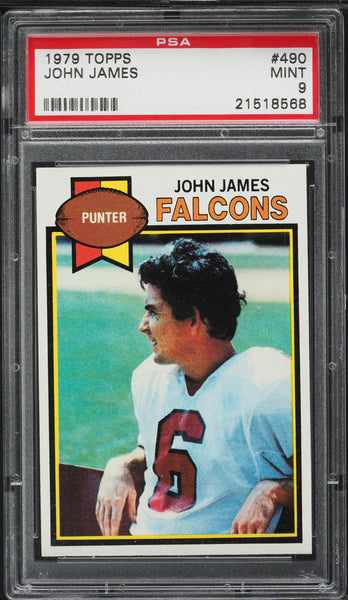1979 Topps FB Card #490 John James Atlanta Falcons PSA 9 MINT (MGD2)