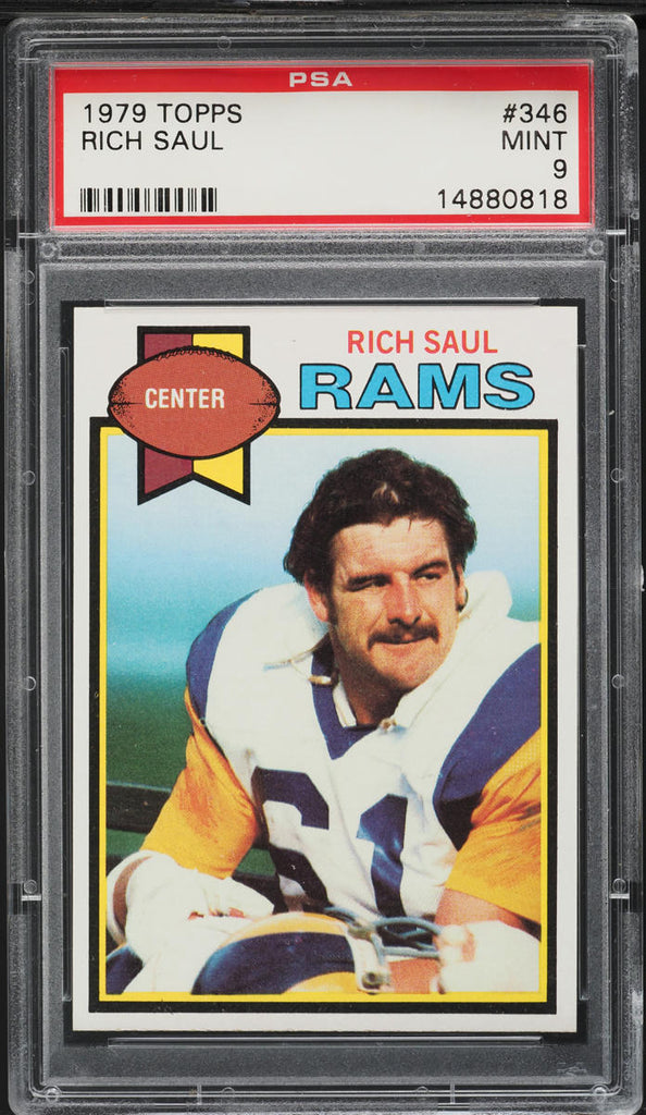 1979 Topps FB Card #346 Rich Saul Los Angeles Rams PSA 9 MINT (MGD2)
