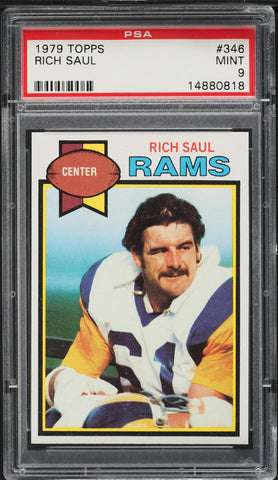 1979 Topps FB Card #346 Rich Saul Los Angeles Rams PSA 9 MINT (MGD2)