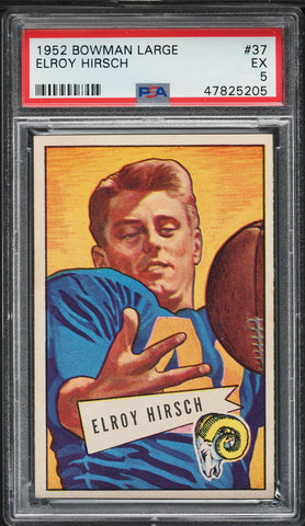 1952 Bowman Large FB Card # 37 Elroy Hirsch Los Angeles Rams HOF SP PSA 5 EX (MGD2)