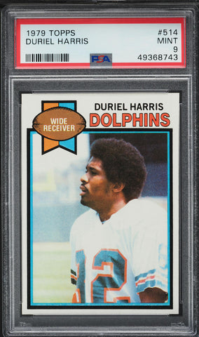 1979 Topps FB Card #514 Duriel Harris Miami Dolphins PSA 9 MINT (MGD2)