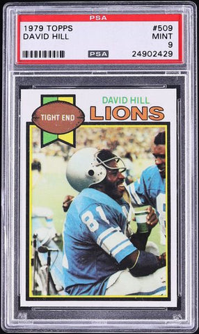 1979 Topps FB Card #509 David Hill Detroit Lions PSA 9 MINT (MGD2)