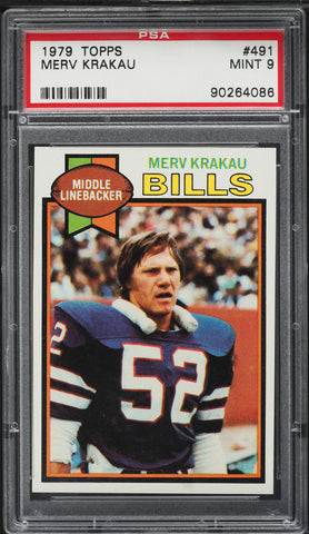 1979 Topps FB Card #491 Merv Krakau Buffalo Bills PSA 9 MINT (MGD2)