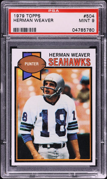 1979 Topps FB Card #504 Herman Weaver Seattle Seahawks PSA 9 MINT (MGD2)