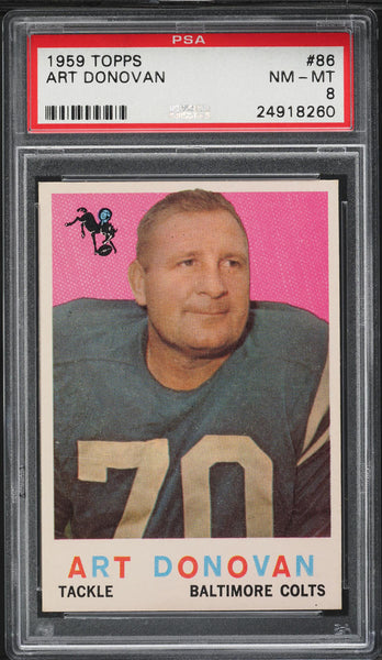 1959 Topps FB Card # 86 Art Donovan Baltimore Colts HOF PSA 8 NM-MT (MGD2)