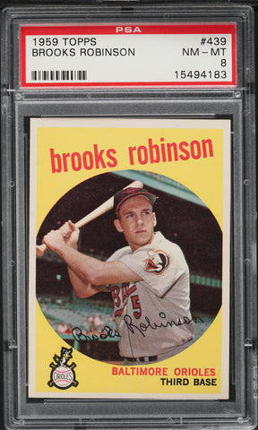 1959 Topps BB Card #439 Brooks Robinson Baltimore Orioles HOF PSA 8 NM-MT (MGD2)