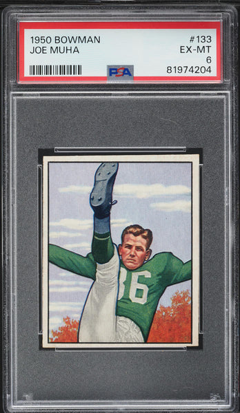 1950 Bowman FB Card #133 Joe Muha Philadelphia Eagles PSA 6 EXMT (MGD2)