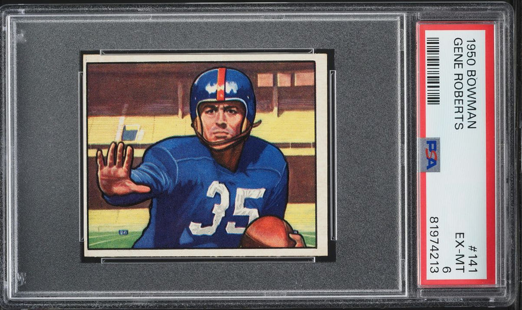 1950 Bowman FB Card #141 Gene Roberts New York Giants ROOKIE RC PSA 6 EXMT (MGD2)