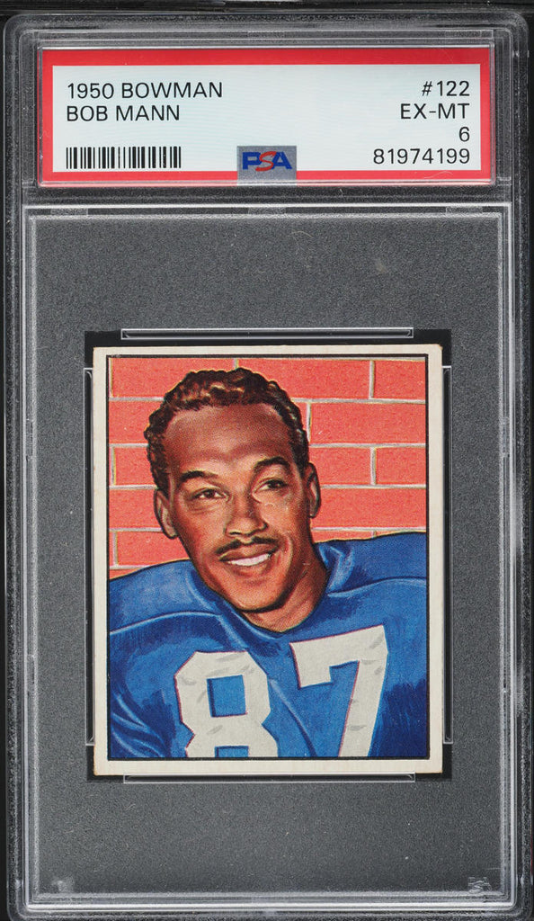 1950 Bowman FB Card #122 Bob Mann Green Bay Packers HOF PSA 6 EXMT (MGD2)