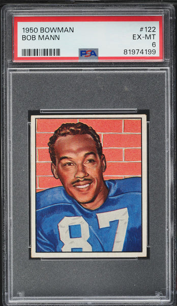 1950 Bowman FB Card #122 Bob Mann Green Bay Packers HOF PSA 6 EXMT (MGD2)