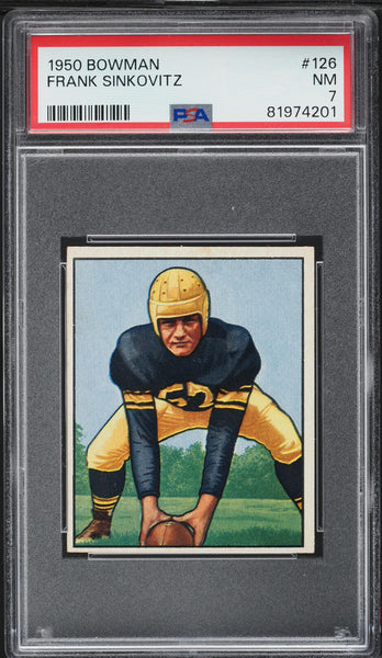 1950 Bowman FB Card #126 Frank Sinkovitz Pittsburgh Steelers ROOKIE RC PSA 7 (MGD2)