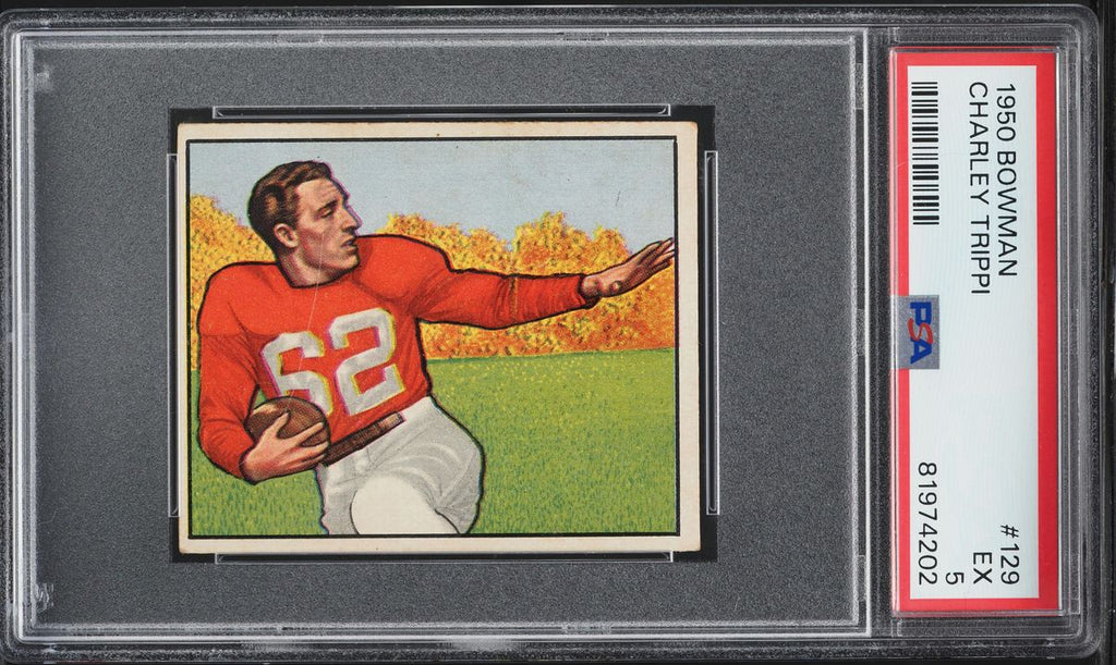 1950 Bowman FB Card #129 Charley Trippi Chicago Cardinals HOF PSA 5 EX (MGD2)