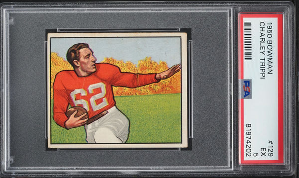 1950 Bowman FB Card #129 Charley Trippi Chicago Cardinals HOF PSA 5 EX (MGD2)