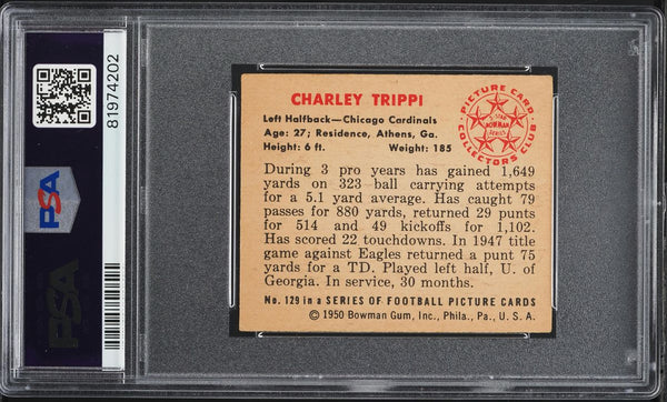 1950 Bowman FB Card #129 Charley Trippi Chicago Cardinals HOF PSA 5 EX (MGD2)
