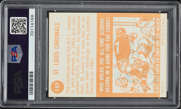 1963 Topps FB Card #157 St. Louis Cardinals TEAM CARD SP PSA 5 EX (MGD2)