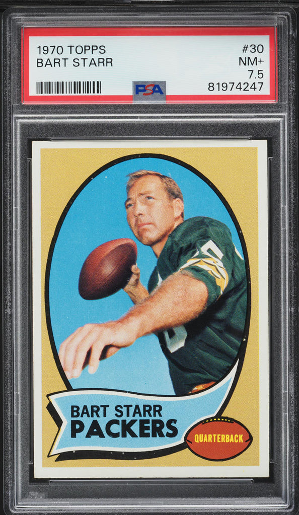 1970 Topps FB Card # 30 Bart Starr Green Bay Packers HOF PSA 7.5 NRMT+ (MGD2)