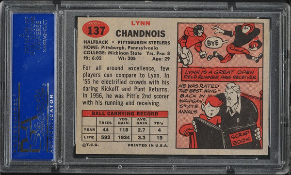 1957 Topps FB Card #137 Lynn Chandnois Pittsburgh Steelers PSA 6 EXMT (MGD2)