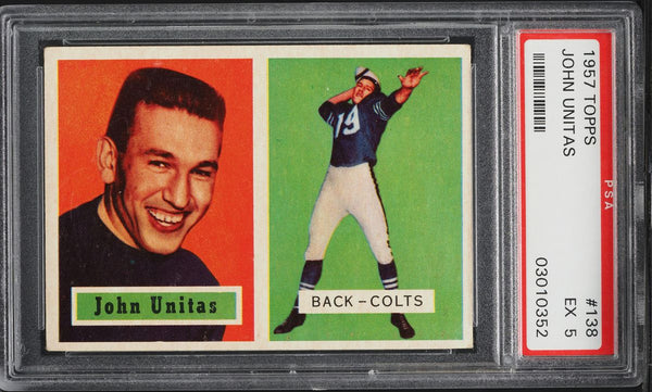 1957 Topps FB Card #138 Johnny Unitas Baltimore Colts HOF ROOKIE RC PSA 5 EX (MGD2)