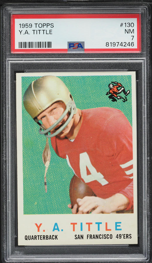 1959 Topps FB Card #130 Y.A. Tittle San Francisco 49ers HOF PSA 7 NRMT (MGD2)