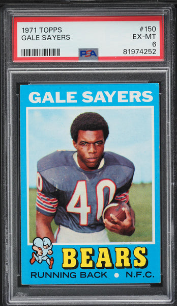 1971 Topps FB Card #150 Gale Sayers Chicago Bears HOF PSA 6 EXMT (MGD2)