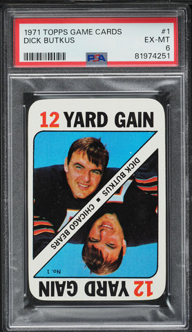 1971 Topps FB Game Cards # 1 Dick Butkus Chicago Bears HOF PSA 6 EXMT (MGD2)