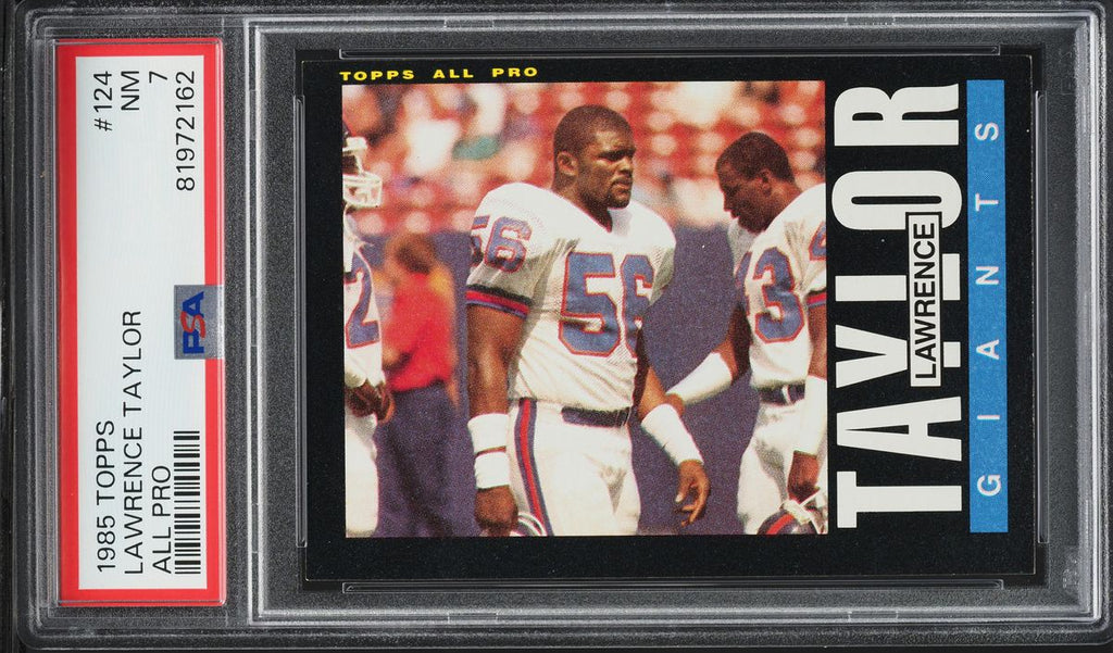 1985 Topps FB Card #124 Lawrence Taylor New York Giants HOF ALL-PRO PSA 7 NRMT (MGD2)