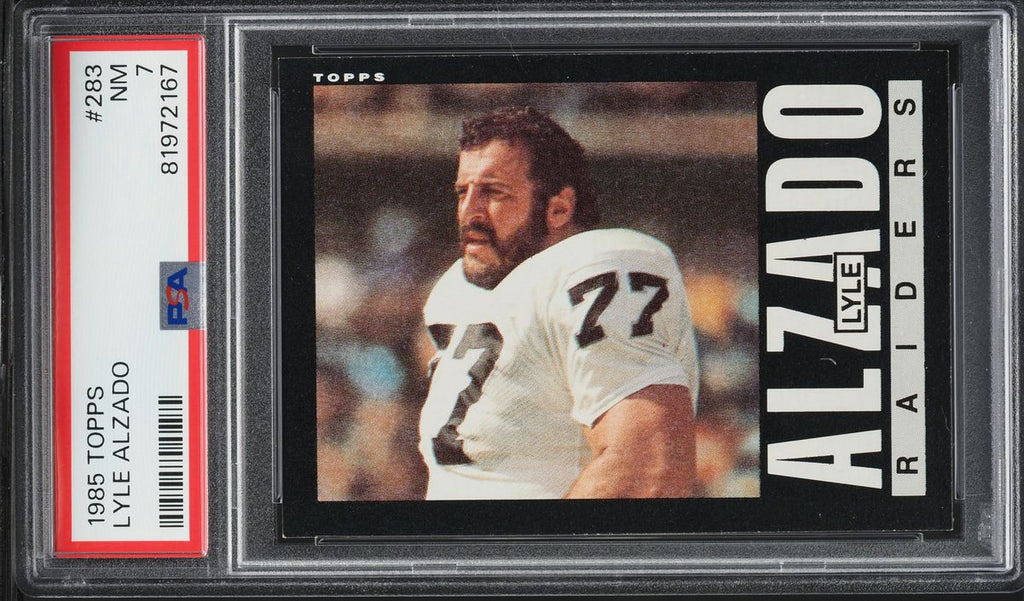 1985 Topps FB Card #283 Lyle Alzado Los Angeles Raiders PSA 7 NRMT (MGD2)