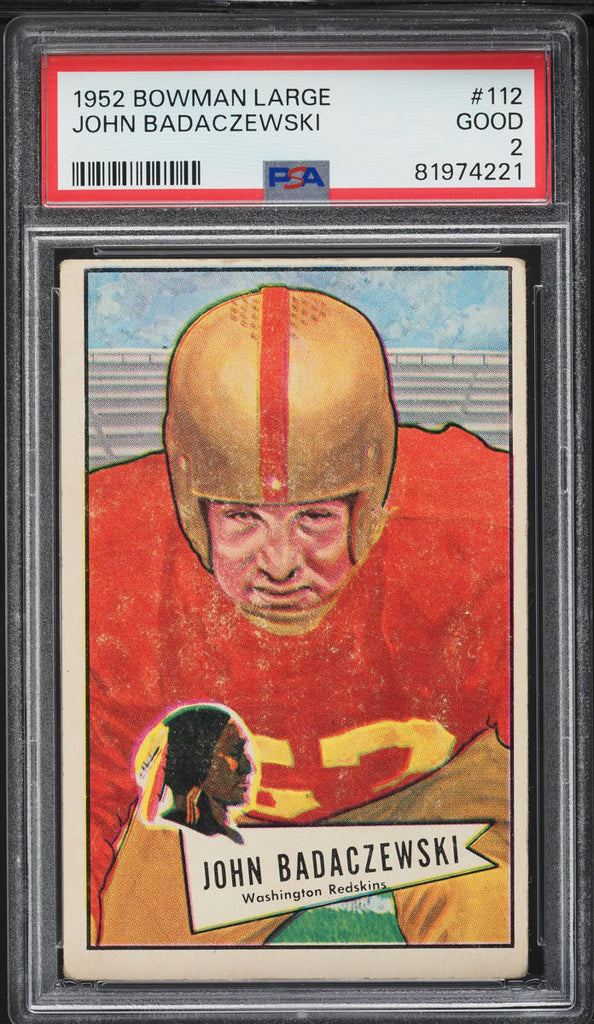 1952 Bowman Large FB Card #112 John Badaczewski Washington Redskins PSA 2 GD (MGD2)