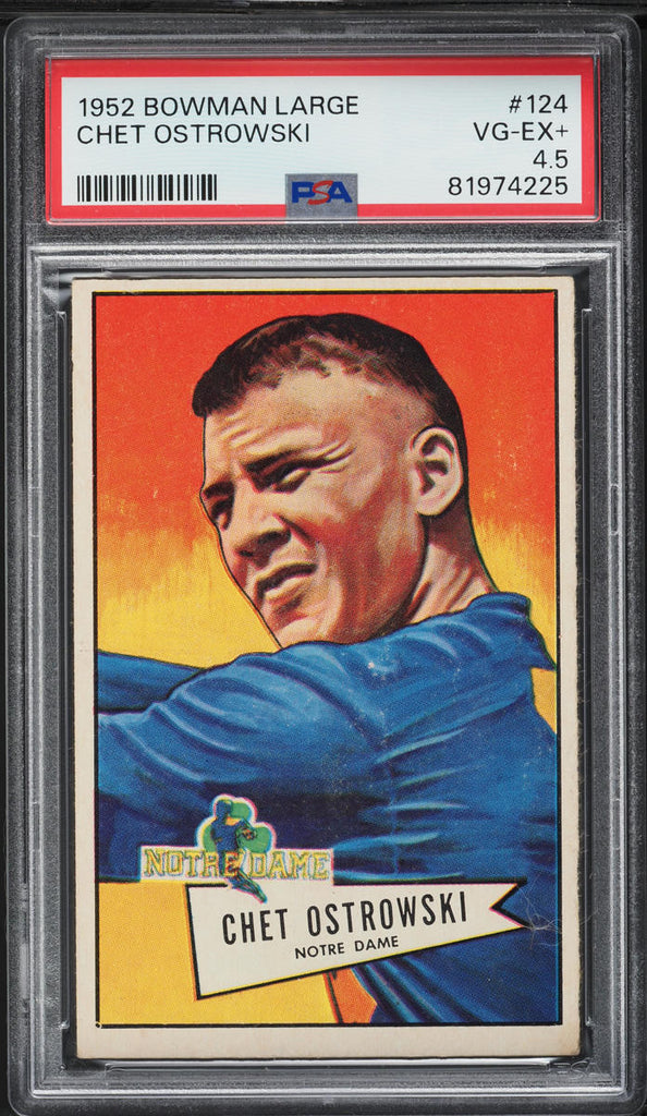1952 Bowman Large FB Card #124 Chet Ostrowski Redskins ROOKIE RC PSA 4.5 VGEX+ (MGD2)