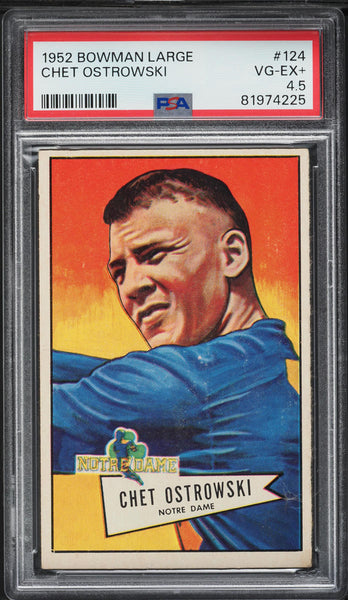 1952 Bowman Large FB Card #124 Chet Ostrowski Redskins ROOKIE RC PSA 4.5 VGEX+ (MGD2)