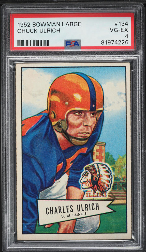 1952 Bowman Large FB Card #134 Chuck Ulrich Cardinals ROOKIE RC PSA 4 VGEX (MGD2)