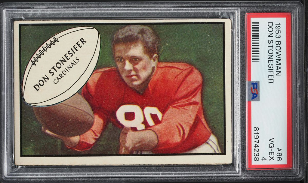 1953 Bowman FB Card # 86 Don Stonesifer Chicago Cardinals ROOKIE RC PSA 4 VGEX (MGD2)
