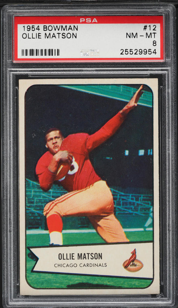 1954 Bowman FB Card # 12 Ollie Matson Chicago Cardinals HOF PSA 8 NM-MT (MGD2)