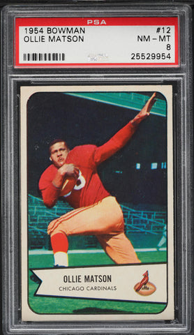 1954 Bowman FB Card # 12 Ollie Matson Chicago Cardinals HOF PSA 8 NM-MT (MGD2)