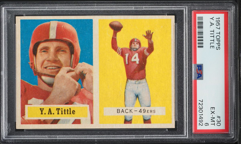 1957 Topps FB Card # 30 Y.A. Tittle San Francisco 49ers HOF PSA 6 EXMT (MGD2)