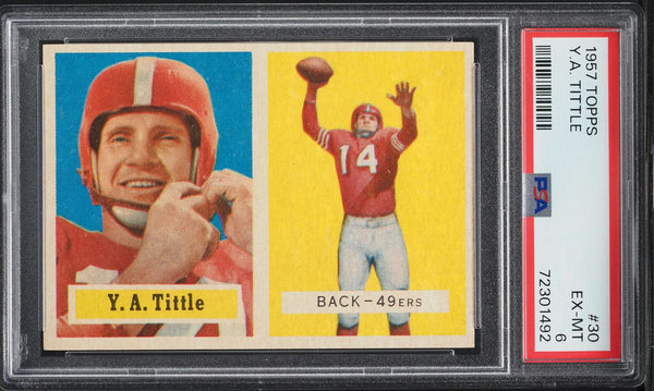 1957 Topps FB Card # 30 Y.A. Tittle San Francisco 49ers HOF PSA 6 EXMT (MGD2)