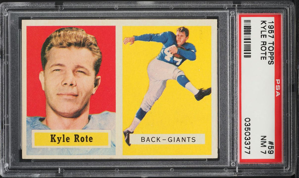 1957 Topps FB Card # 59 Kyle Rote New York Giants HOF PSA 7 NRMT (MGD2)