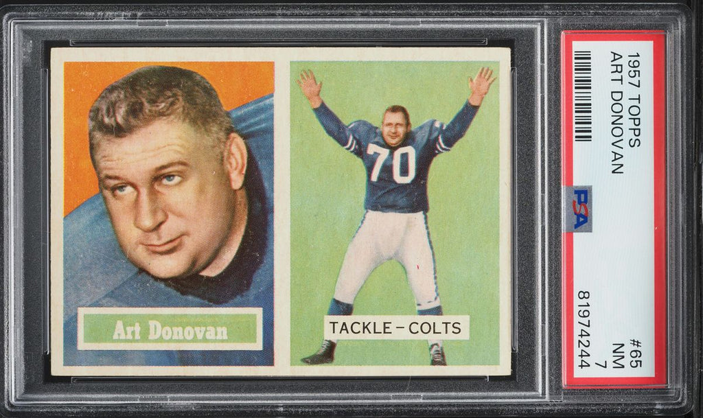 1957 Topps FB Card # 65 Art Donovan Baltimore Colts HOF PSA 7 NRMT (MGD2)
