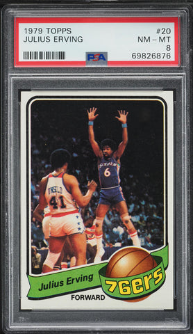1979 Topps BkB Card # 20 Julius Erving Philadelphia 76ers HOF PSA NM-MT 8 (MGD2)