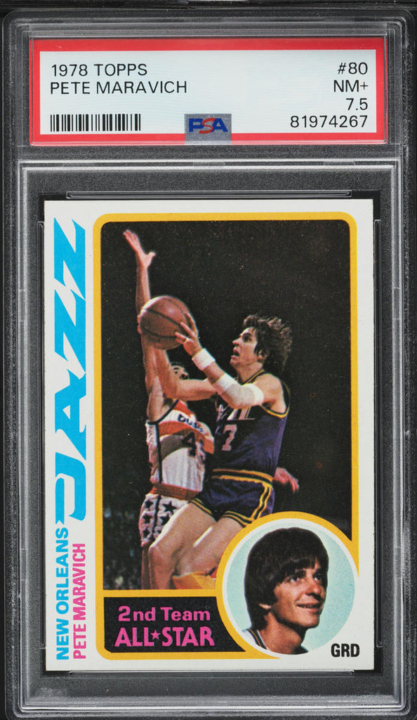 1978 Topps BkB Card # 80 Pete Maravich New Orleans Jazz HOF ALL-STAR PSA 7.5 (MGD2)