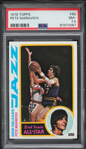 1978 Topps BkB Card # 80 Pete Maravich New Orleans Jazz HOF ALL-STAR PSA 7.5 (MGD2)