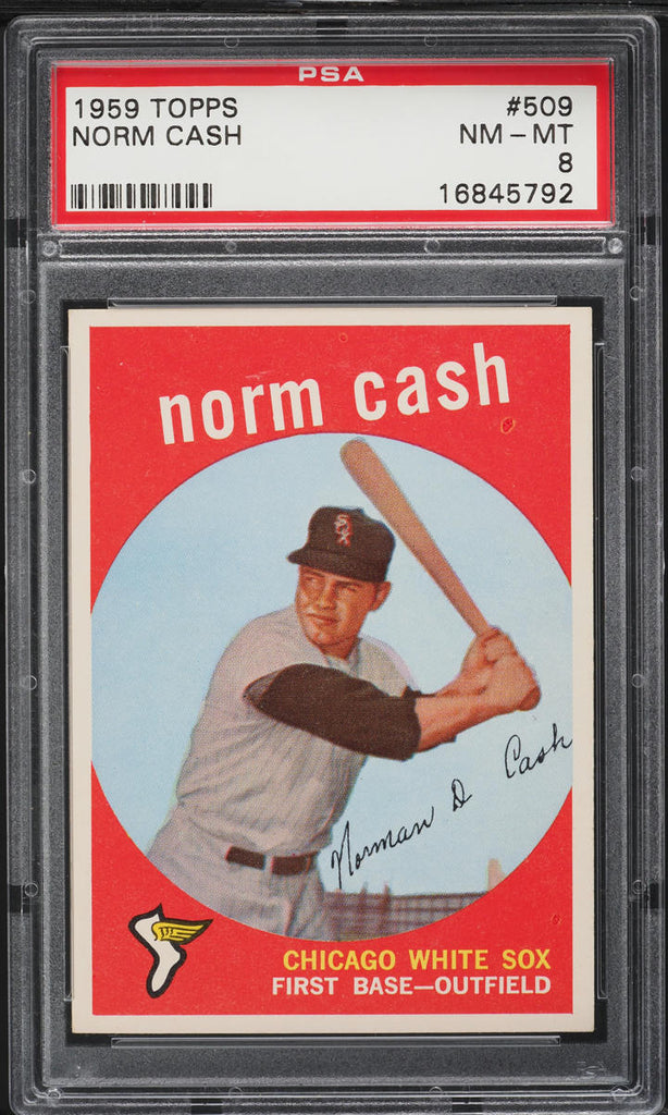 1959 Topps BB Card #509 Norm Cash Chicago White Sox ROOKIE RC PSA 8 NM-MT (MGD2)