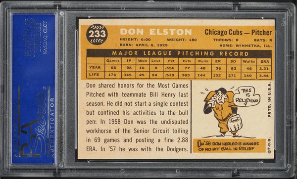 1960 Topps BB Card #233 Don Elston Chicago Cubs PSA 8 NM-MT (MGD2)
