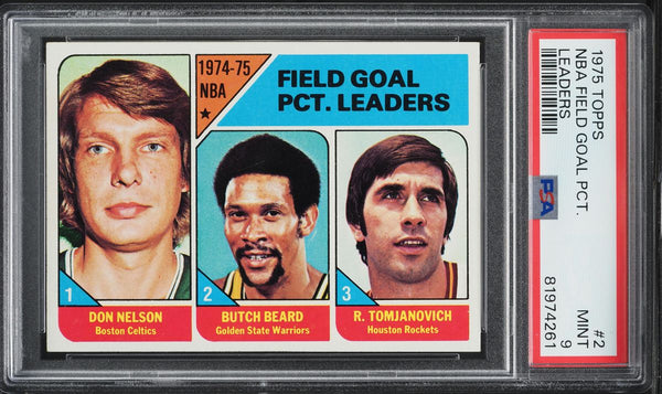 1975 Topps BkB Card # 2 Don Nelson Butch Beard R. Tomjanovich FG LDRS PSA 9 MINT (MGD2)