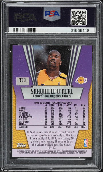 1999 Stadium Club Chrome BkB Card #TC8 True Colors Shaquille O'Neal PSA 9 MINT (MGD2)