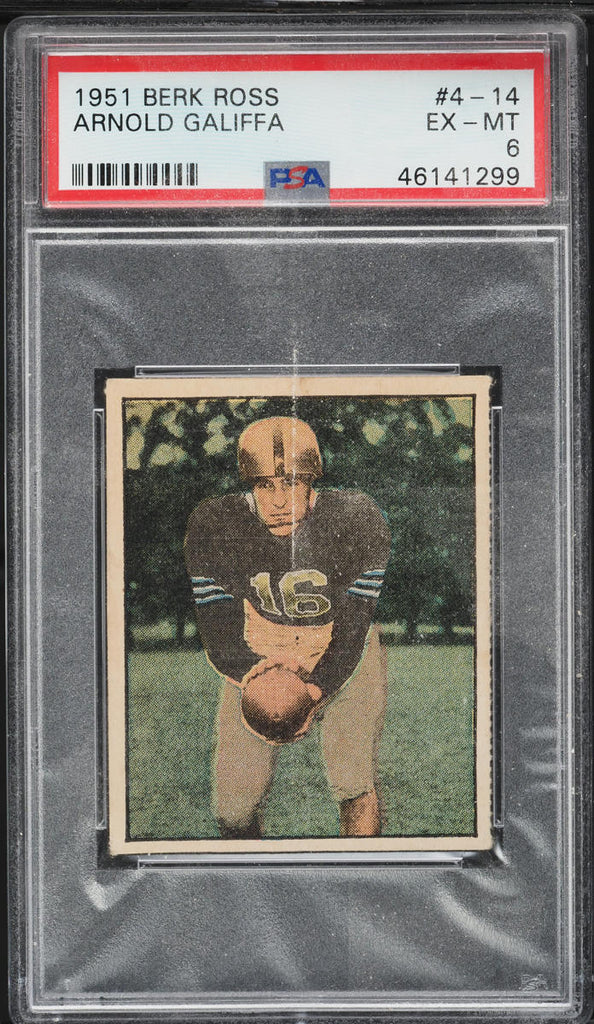 1951 Berk Ross FB Card # 4-14 Arnold Galiffa New York Giants HOF PSA 6 EXMT (MGD2)