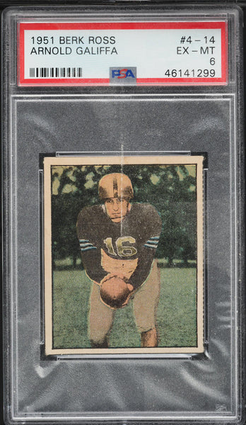 1951 Berk Ross FB Card # 4-14 Arnold Galiffa New York Giants HOF PSA 6 EXMT (MGD2)